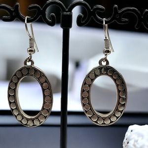 Silver-Tone Oval Dangle Earrings!